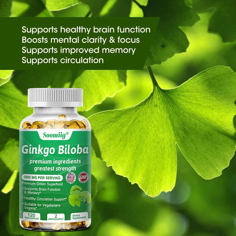 Ginkgo Biloba Capsules – Memory, Focus & Vision Supplement