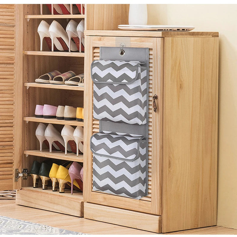 Oxford Cloth Wall Hanging Storage Bag – 2 Pockets & Lids