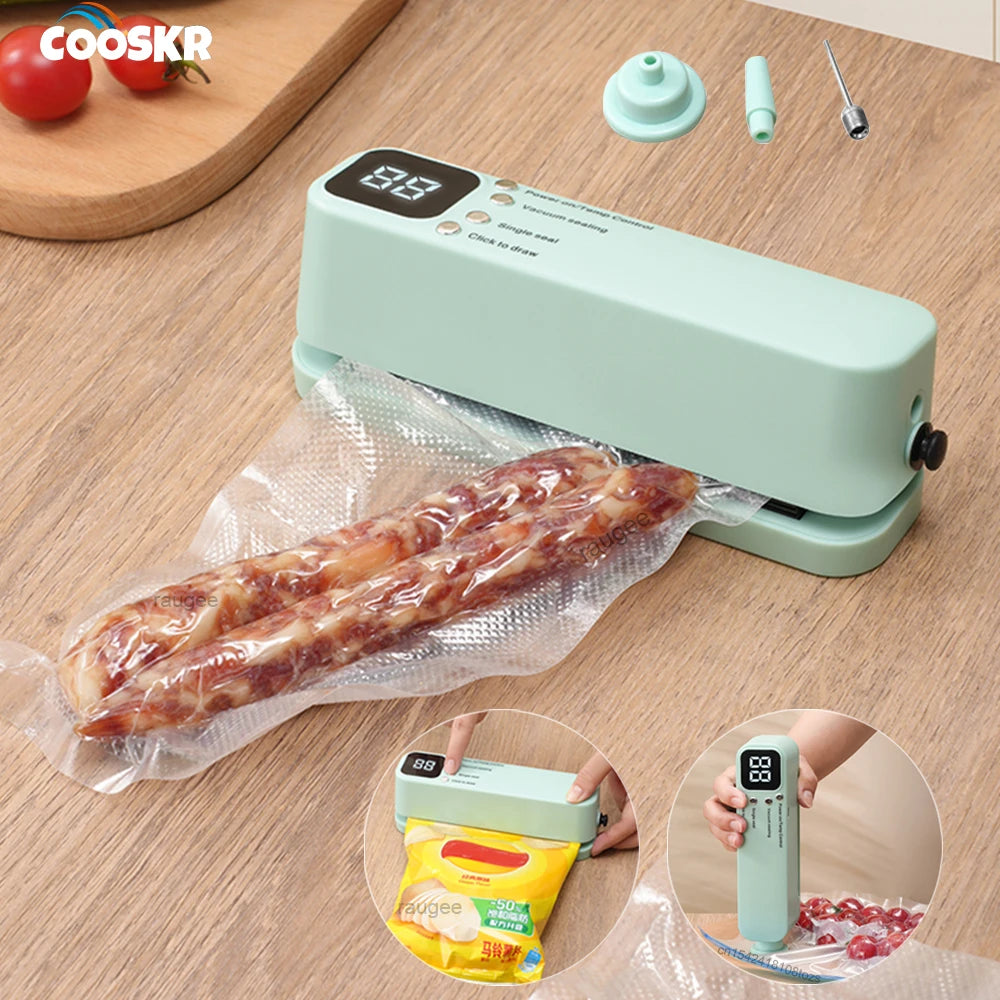 Food Vacuum Sealer USB Rechargeable Package Plastic Bag Mini Heat Sealer Portable Wireless Automatic Food Vacuum Sealing Machine Peaceful Pleasures Health and Wellness