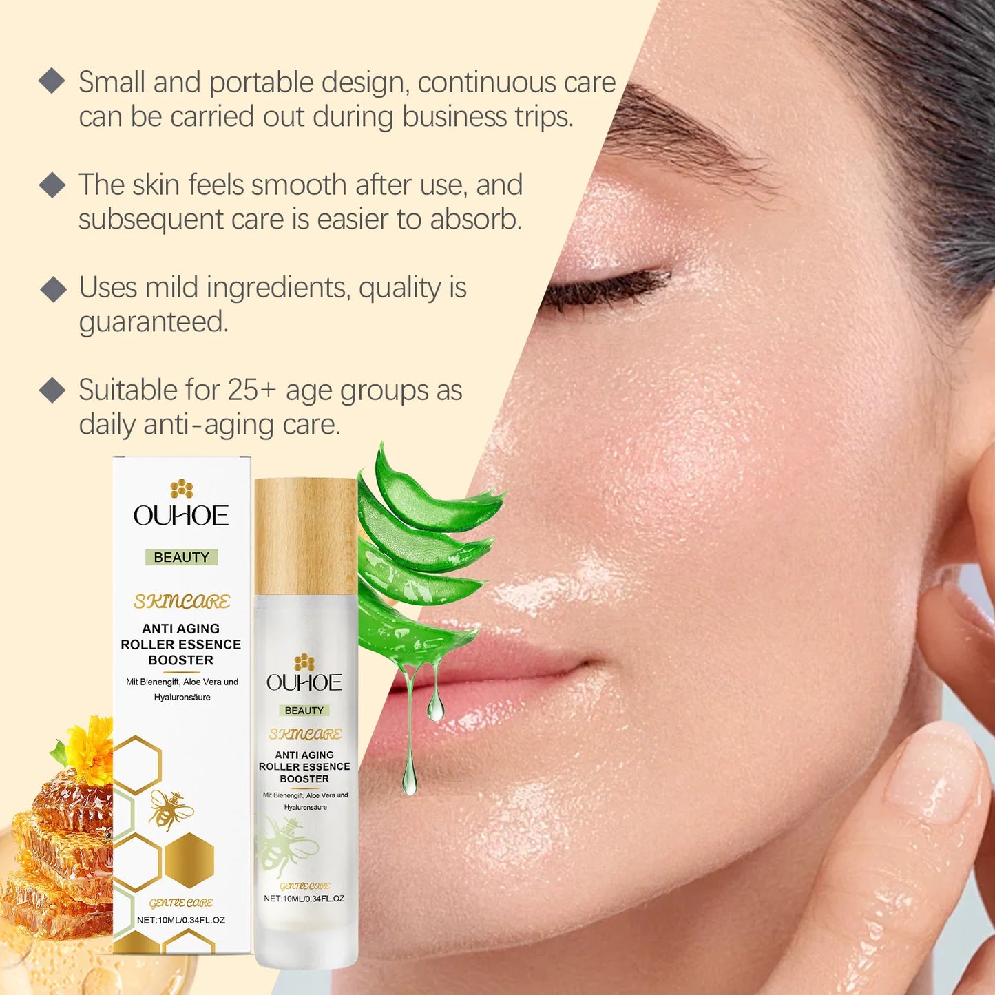 10ml Night Face Serum – Hydrating, Smoothing & Roller Applicator