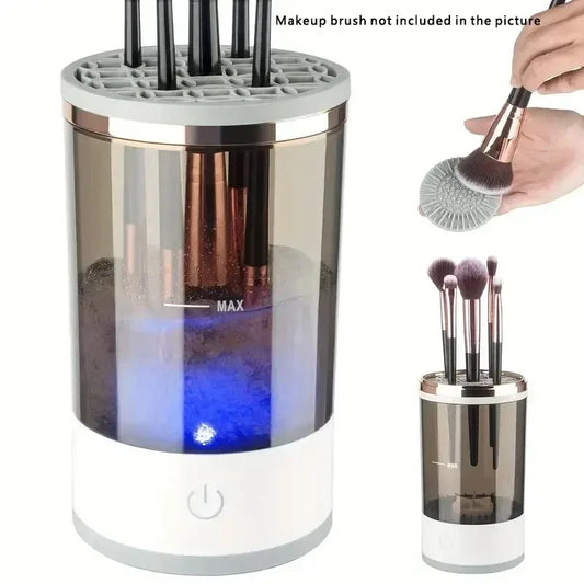 USB Powered Makeup Brush Washer & Dryer Odorless Battery-Free Plug-and-Play Makeup Cleaner Essential Beauty Accessory Peaceful Pleasures Health and Wellness Gray