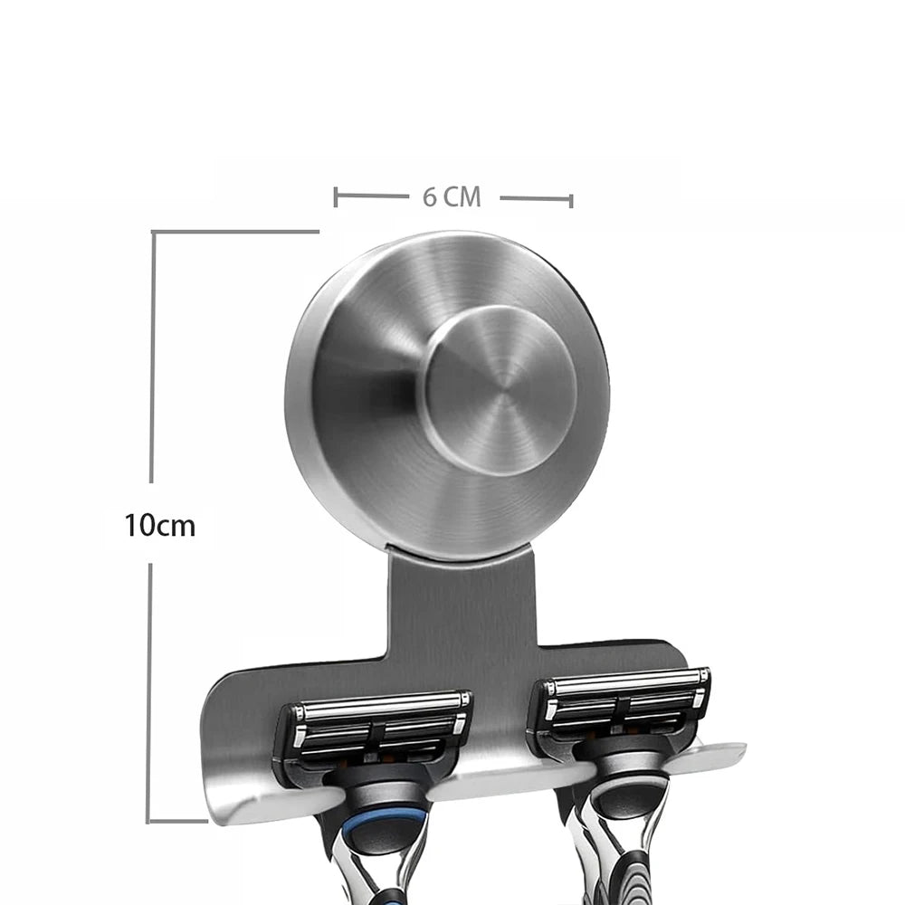 3-Hook Suction Cup Razor Holder for Shower – Stainless Steel Shower Razor Holder Peaceful Pleasures Health and Wellness Short-Silver