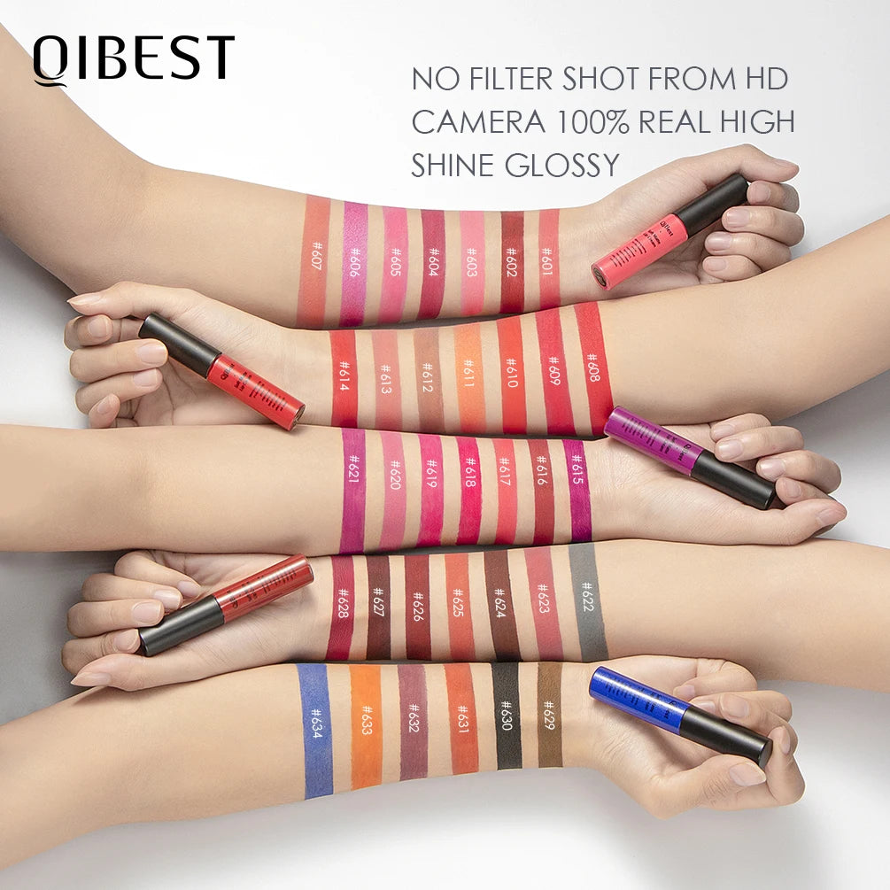 QIBEST Brand 34 Colors Liquid Lipstick Waterproof Matte Nude Lipstick Pigment Red Long Lasting Lip Gloss Women Makeup Lipgloss Peaceful Pleasures Health and Wellness
