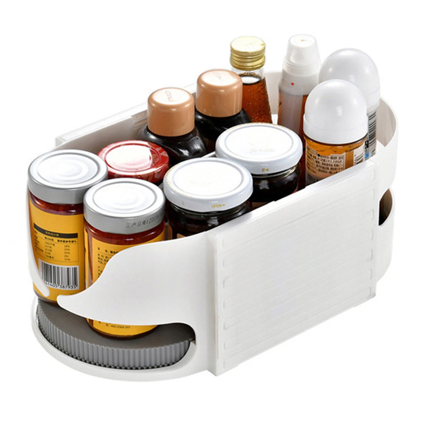 360° Rotating Kitchen Turntable Organizer | Fridge Spice Rack