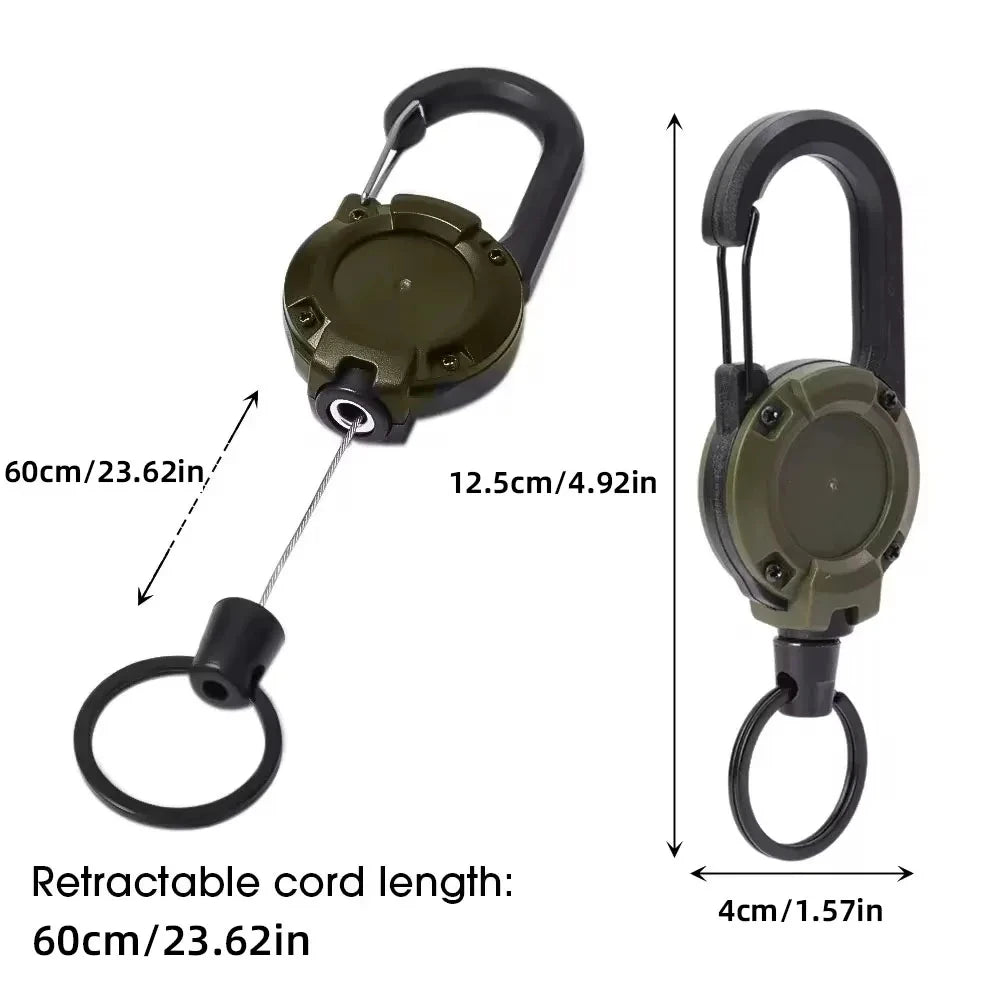 Heavy Duty Retractable Carabiner Durable Steel Wire Rope Spring Key Ring Anti-lost Buckle for Climbing Travel Camping Gear Peaceful Pleasures Health and Wellness