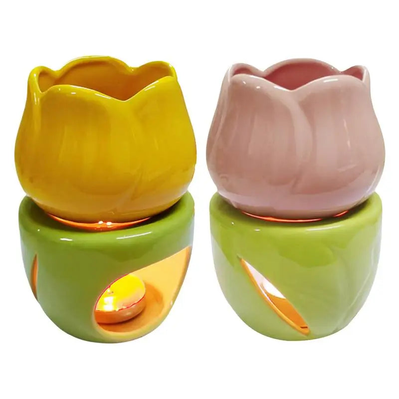 Colorful Tulip Ceramic Aroma Diffuser Creative Large-capacity Split Diffuser Fresh and Fragrant Indoors Essential Oil Diffuser Peaceful Pleasures Health and Wellness