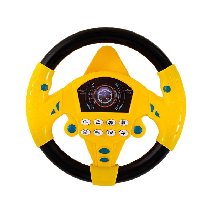 Simulate Driving Car Copilot Steering Wheel Eletric Baby Toys with Sound Kids Musical Educational Stroller Driving Vocal Toys Peaceful Pleasures Health and Wellness black-yellow