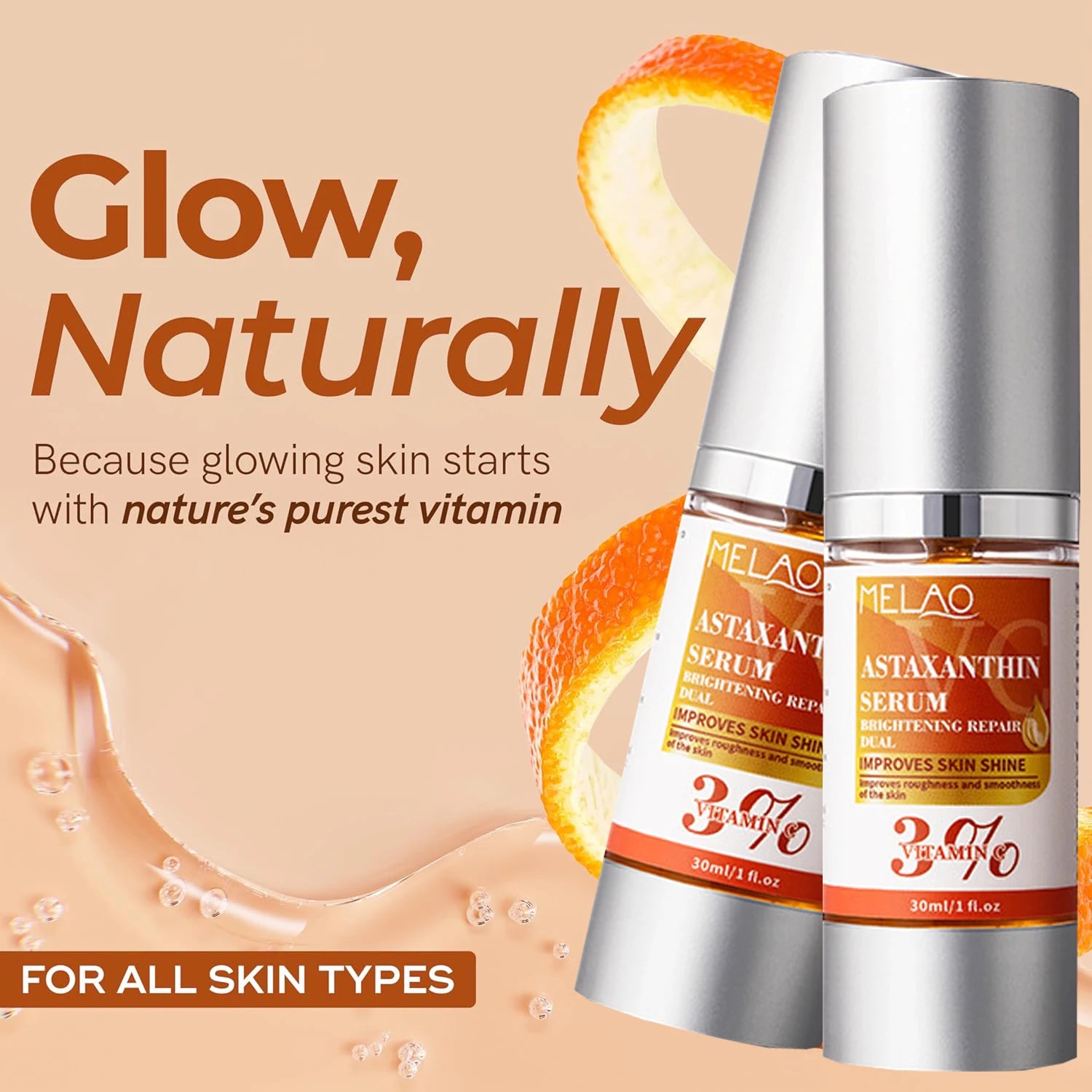 VC Astaxanthin Whitening Serum Remove Dark Spots Freckles Fade Melanin Anti-Wrinkle Brightening Nourishing Face Skin Care Peaceful Pleasures Health and Wellness