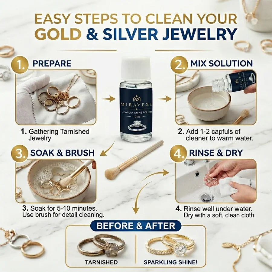 MIRAVEXL Gold & Silver Jewelry Cleaner Polish Solution 10ml