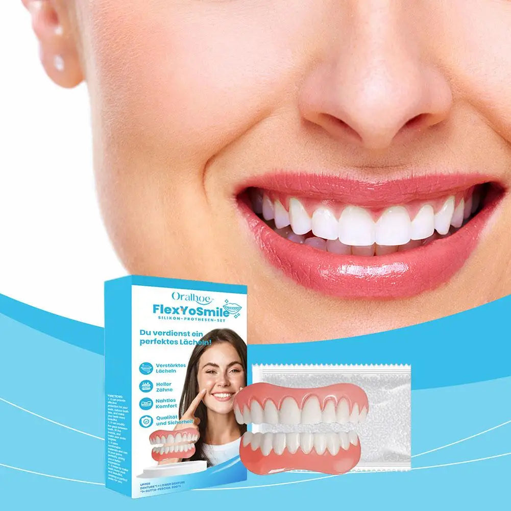 Soft Silicone Denture Kit – Upper & Lower False Teeth Set Silicone Denture Kit Peaceful Pleasures Health and Wellness