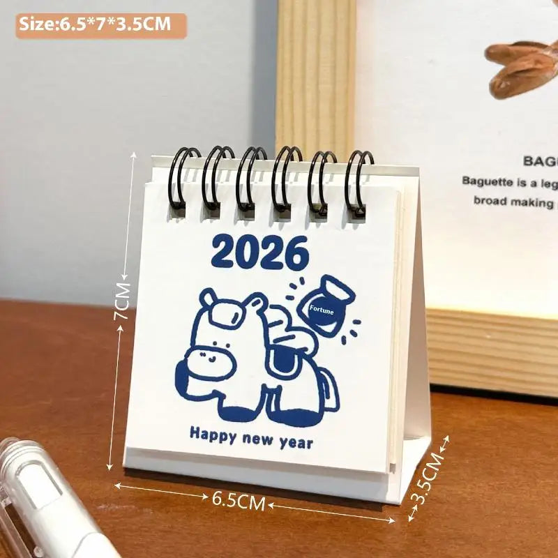 2026 Horse Year Mini Desk Calendar – Cartoon Coil Planner