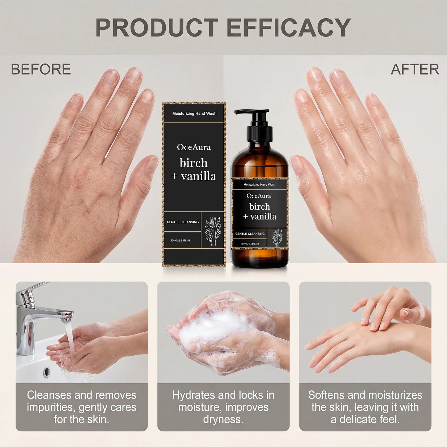 Vanilla Extract Moisturizing Hand Wash – Nourishing Liquid Soap