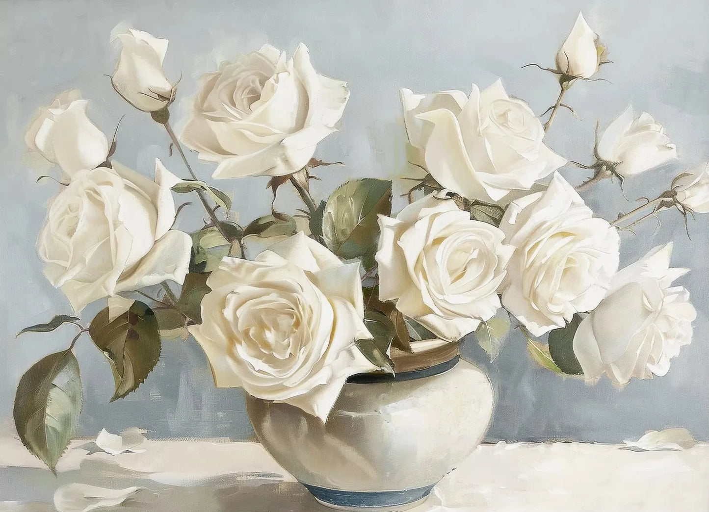 Vintage Spring Wildflowers Canvas Wall Art – Roses & Swans
