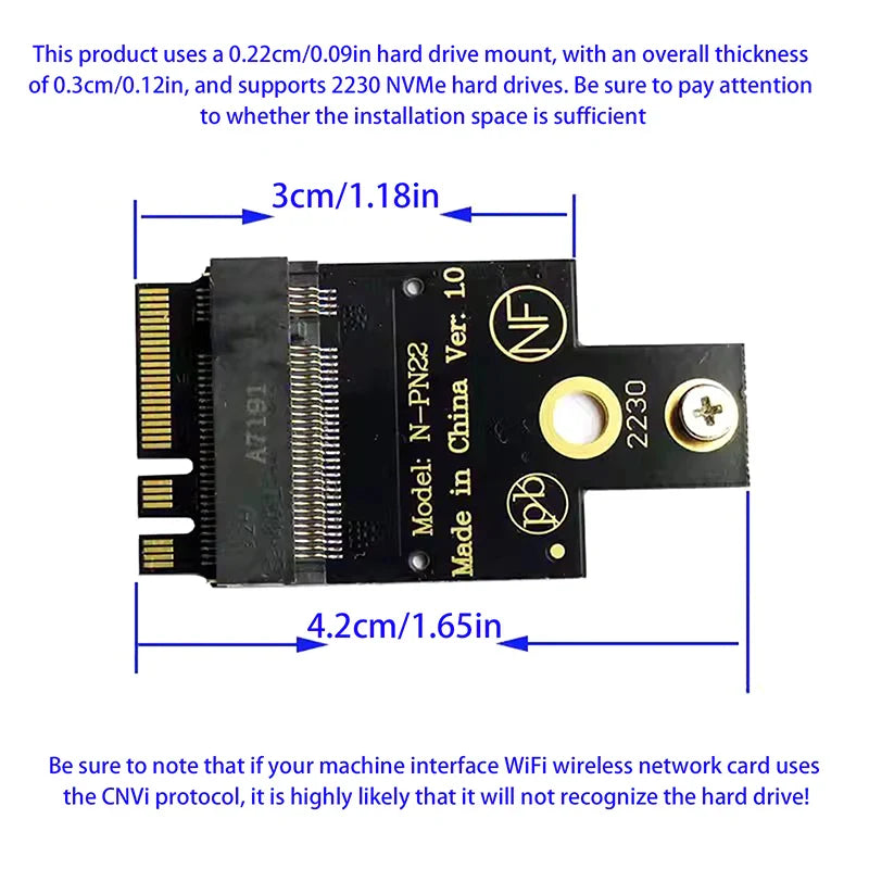 M.2 A+E to NVMe SSD Adapter PCIe 4.0 Riser Card for 2230