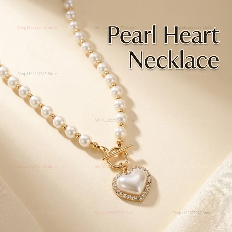 New Heart-shaped Pearl Necklace For Women Heart Pendant Necklaces Niche Chokers Necklace Accessories Luxury Jewelry Gifts Peaceful Pleasures Health and Wellness