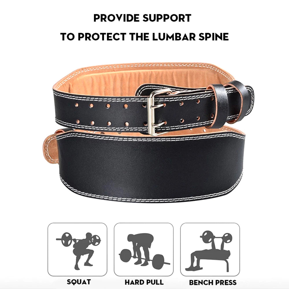 Professional Leather Fitness Buckle Weightlifting Belt Adjustable Gym Waist Belts for Squats Training Bodybuilding Lumbar Brace Peaceful Pleasures Health and Wellness