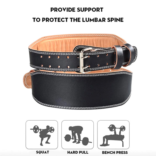 Professional Leather Fitness Buckle Weightlifting Belt Adjustable Gym Waist Belts for Squats Training Bodybuilding Lumbar Brace Peaceful Pleasures Health and Wellness