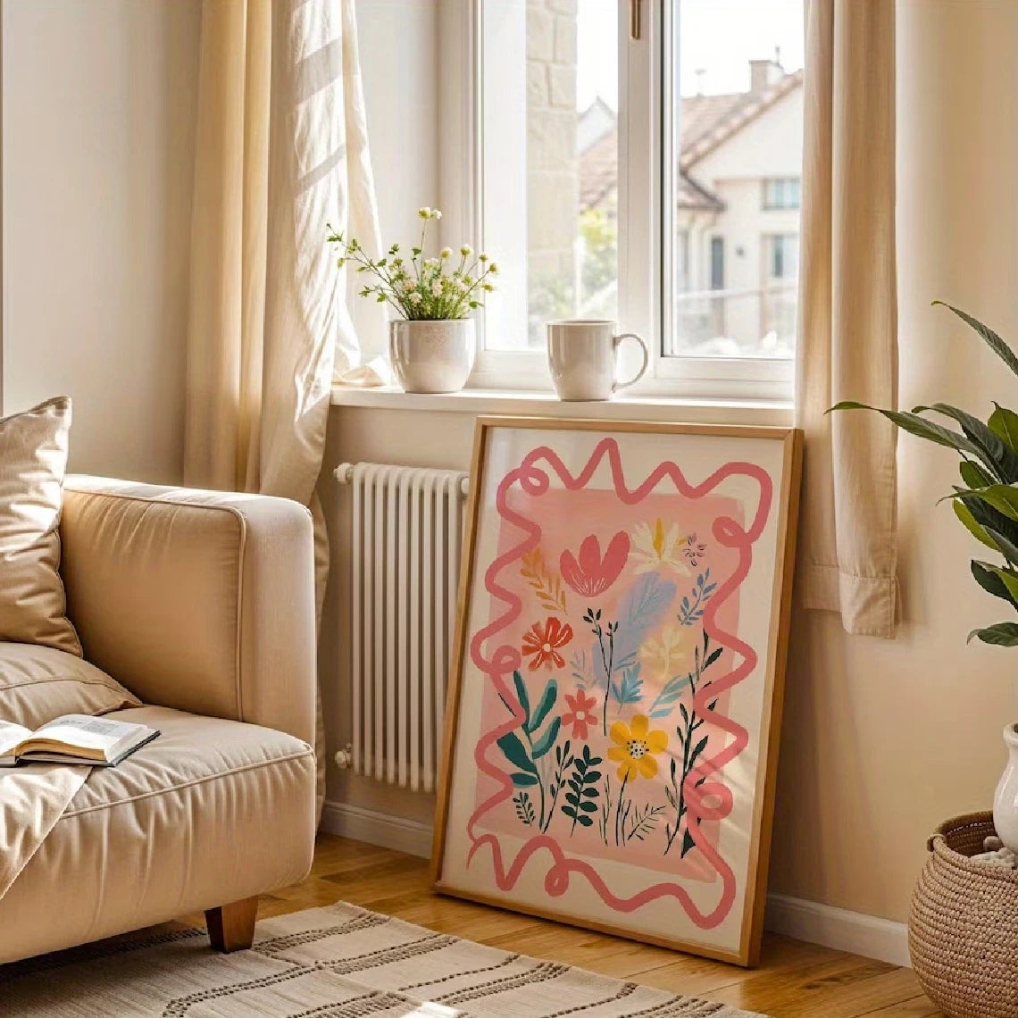 Retro Wildflowers Bouquet Canvas Wall Art Print | Home Décor