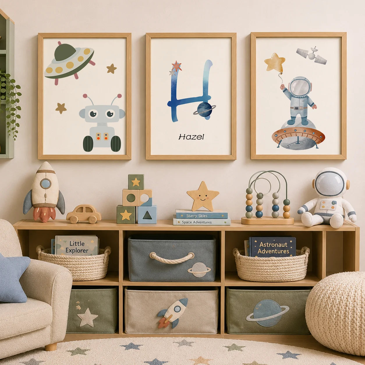 Custom Name Kids Canvas Wall Art – Anime Space Nursery Print Canvas Wall Art Peaceful Pleasures Health and Wellness