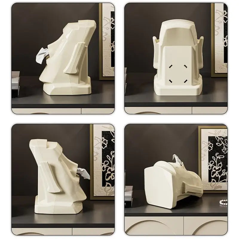 Stone Statue Tissue Box & Headphone Stand | Desk Organizer