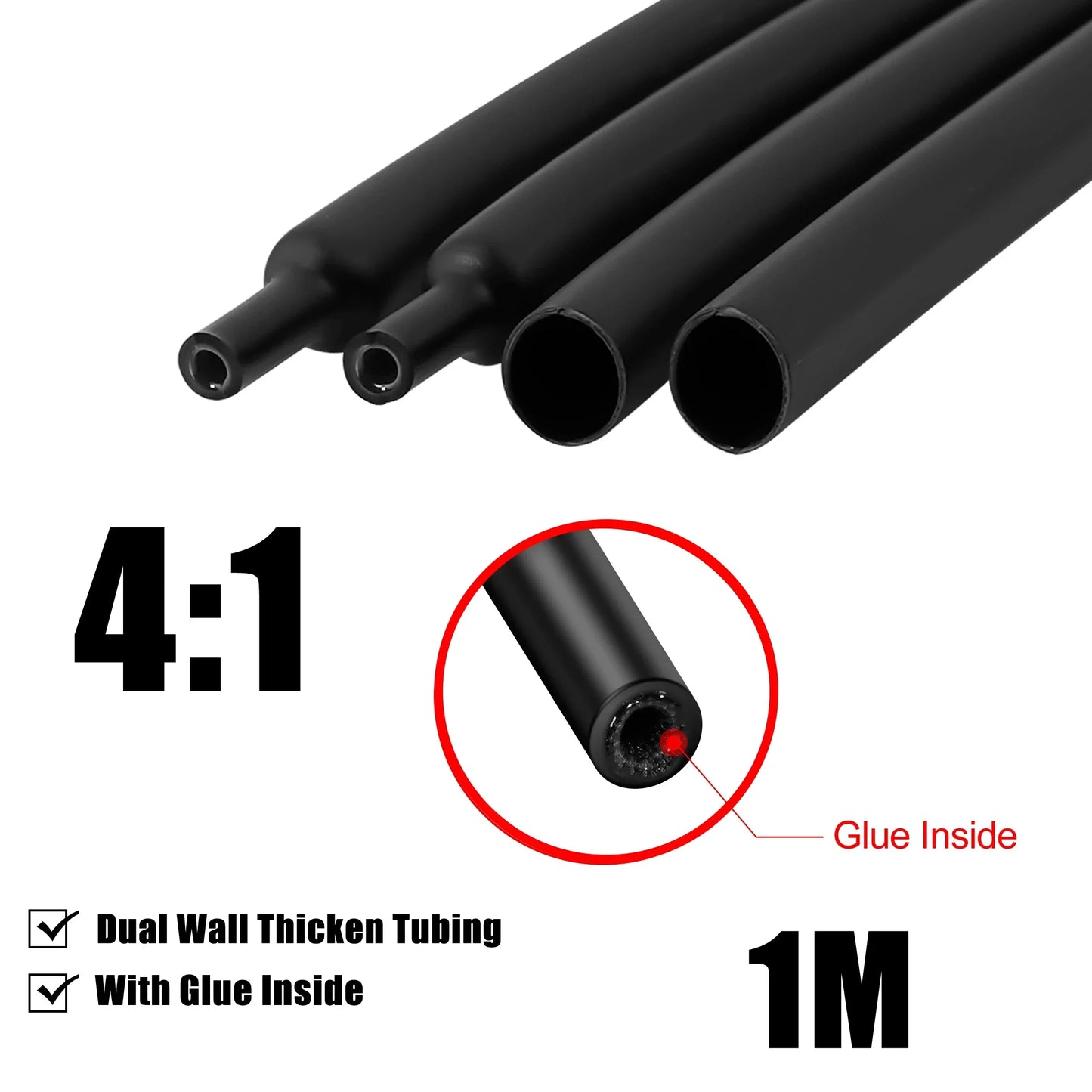 Dual Wall Adhesive Heat Shrink Tubing 4:1 – 4 to 20mm Sizes