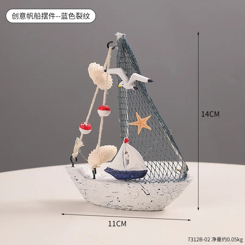 Sailboat Craft Ornament Online Store Photography Prop Cake Decoration Creative Home Mini Sailboat Figurine Desk Decoration decor Peaceful Pleasures Health and Wellness 7312B-02