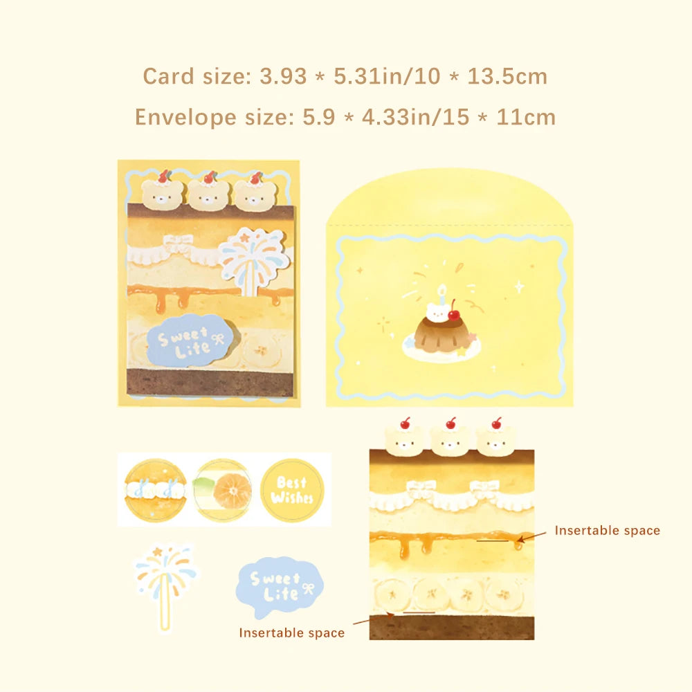 Sparkling Sand Card&envelope Colorful Cake Shop Series Student