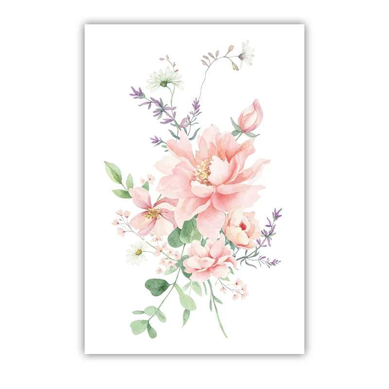 Custom Name Nursery Wall Art | Pink Wildflowers Canvas Print