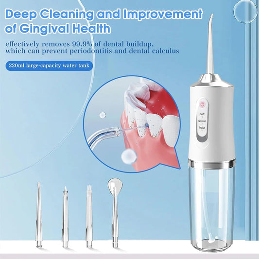 IPX7 Cordless Water Flosser | 3 Modes USB Rechargeable Irrigator Oral Irrigator Peaceful Pleasures Health and Wellness