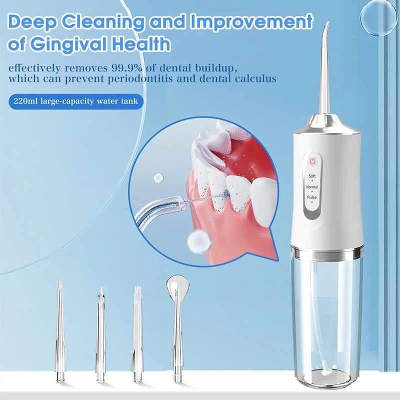 XMSJ Cordless Water Flosser – Rechargeable Oral Irrigator, 4 Modes