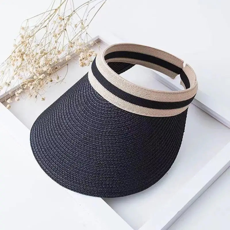 Women's Wide Brim Pearl Straw Sun Hat – Elegant Beach Cap