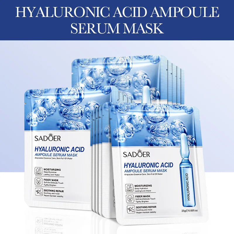 SADOER 24K Gold Hyaluronic Acid Face Mask 15pcs – Anti-Wrinkle
