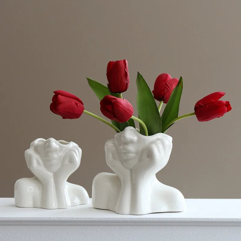 2026 Resin Vase Gold White Black Human Body Shaping Art Flower Planter Personalized And Creative Decoration Handicrafts Ornament Peaceful Pleasures Health and Wellness
