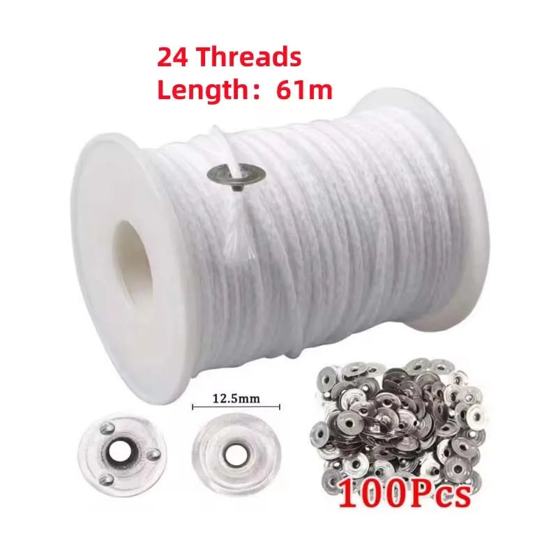 Cotton Candle Wicks & 100 Metal Sustainer Tabs – DIY Craft Kit