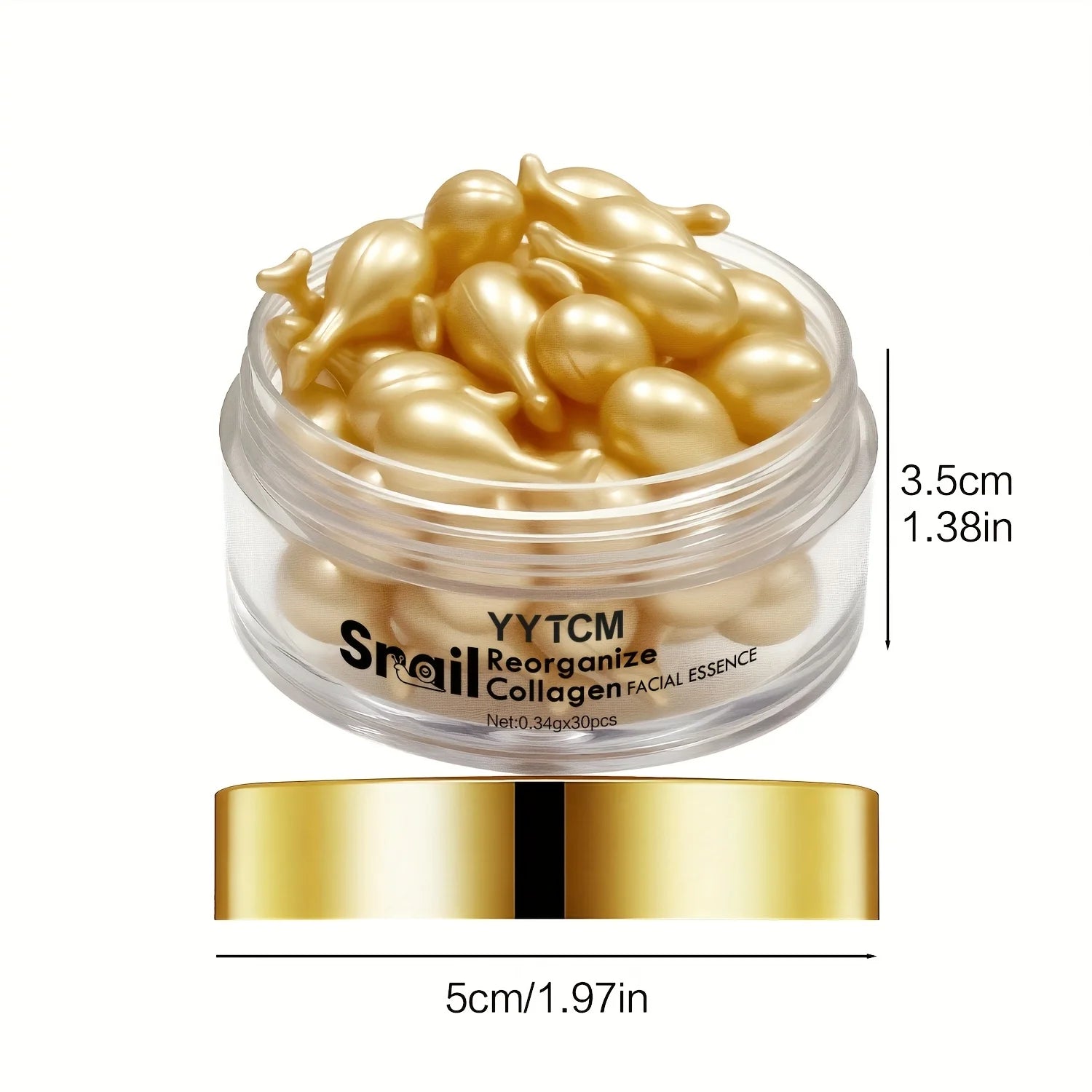 Snail Recombinant Collagen Essence Capsules, Moisturizing and Firming Essence, Smooths Skin, Contains Squalane, Fullerene, Ginseng Extract, Deep Hydration (0.34Gx30 Capsules)/Bottle-1 Bottle Peaceful Pleasures Health and Wellness