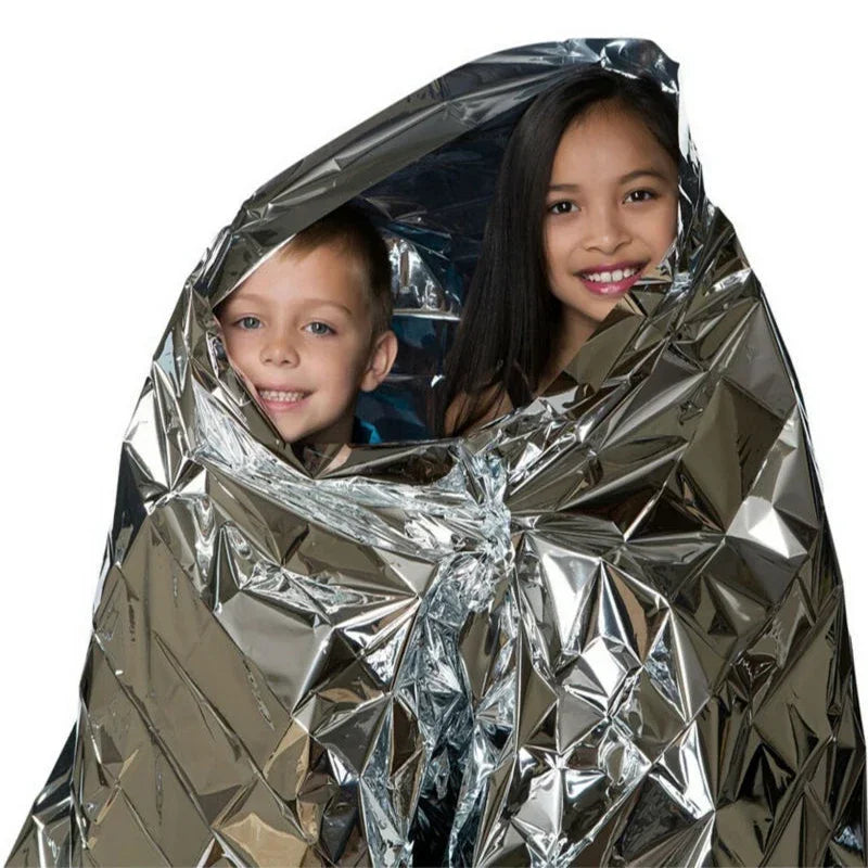 Emergent Blanket Mylar Thermal Outdoor Survive First Aid Kit Rescue Space Foil Camp Hike Mountaineer Bug Out Bag Heat Retain Peaceful Pleasures Health and Wellness