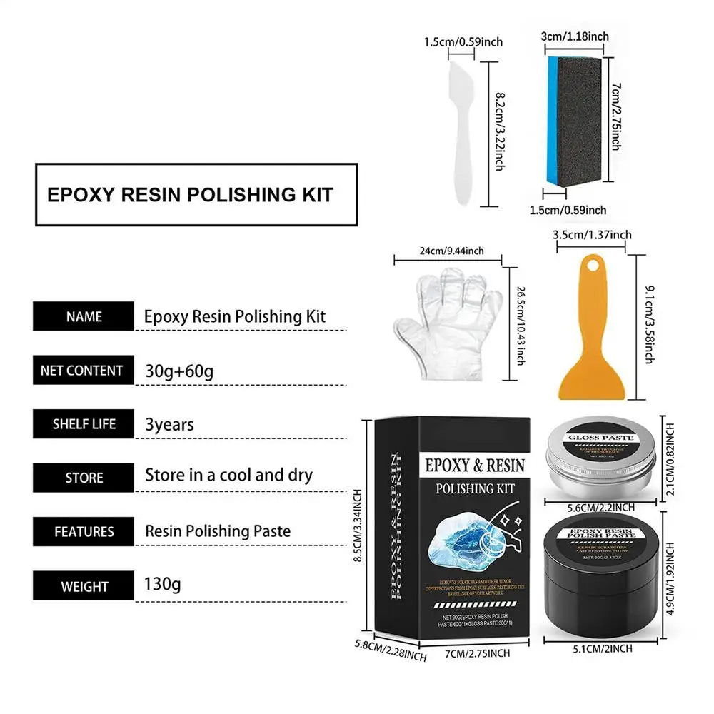 Epoxy Resin Polishing Kit Luster Restoration Cream Epoxy Scratch Polishing Compound for Homeowners Beginners Art Projects Table Peaceful Pleasures Health and Wellness Black