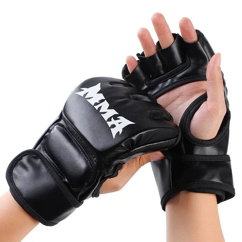 Half Finger Boxing Gloves – PU Leather Knuckle Pad for MMA