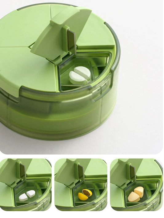 1Pcs 2-in-1 Medicine Box Water Cup Portable Slicing Travel Storage Medicine Box Four Compartment Pill Box Peaceful Pleasures Health and Wellness
