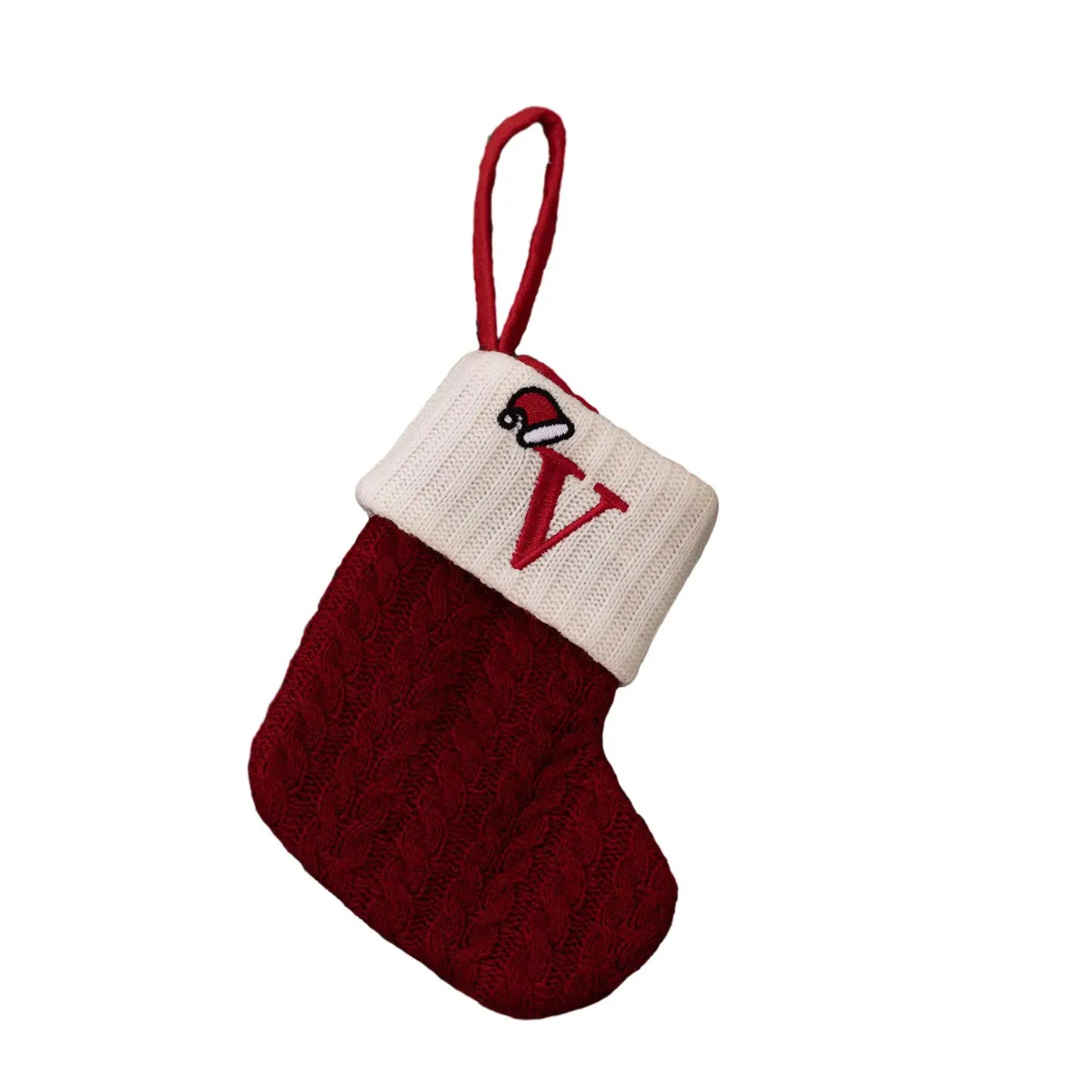 Knitted Christmas Stocking Ornament – Snowflake & Alphabet