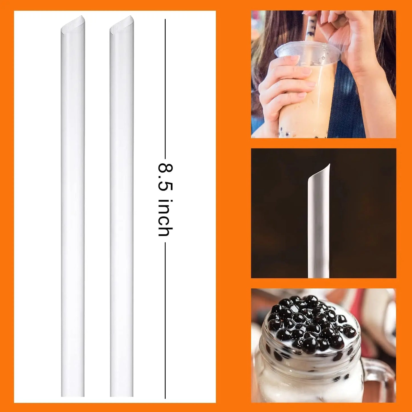 Disposable Plastic Straws 7.75 Inch Individually Wrapped and 11mm Wide Jumbo Plastic Boba Straws -Straight or Bended Straws Peaceful Pleasures Health and Wellness 210mm and 11mm Wide 200pcs