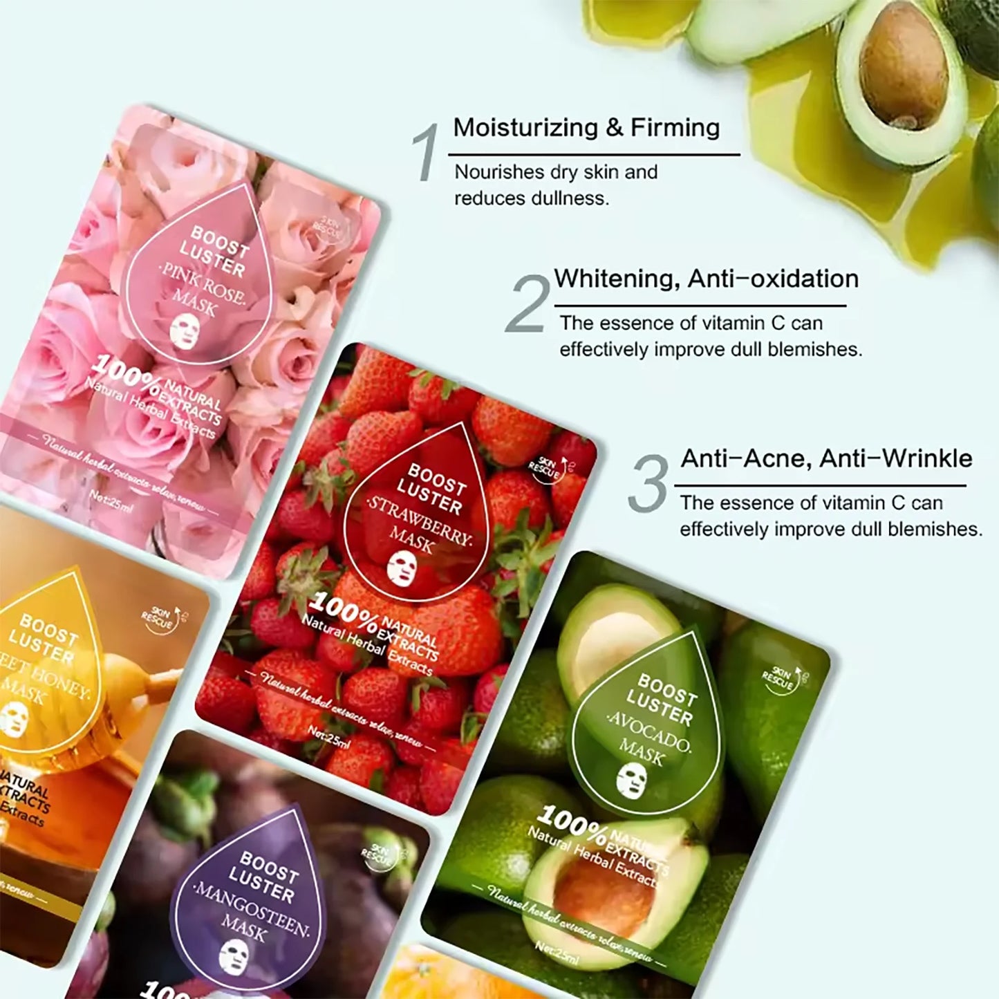 AILKE Vitamin C & Hyaluronic Acid Brightening Sheet Mask 10pc