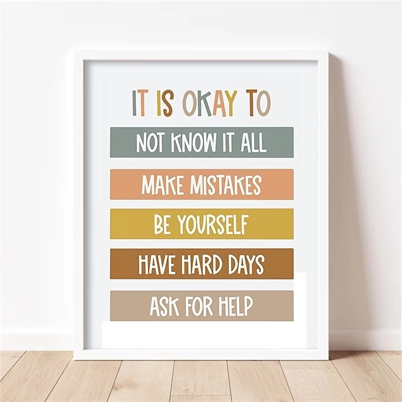 Bohemian Educational Quotes Canvas Wall Art for Kids Room