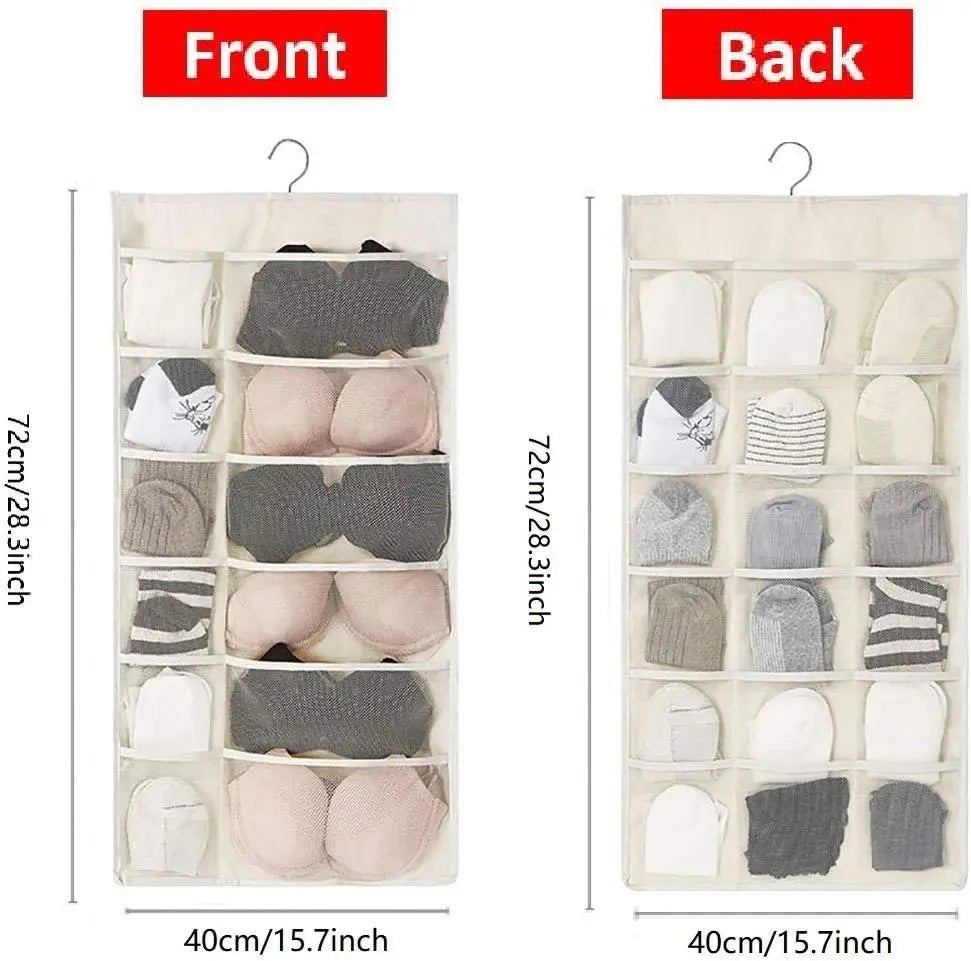 Dual-Sided Hanging Closet Organizer – 30 Mesh Pockets, Rotating Hook Peaceful Pleasures Health and Wellness