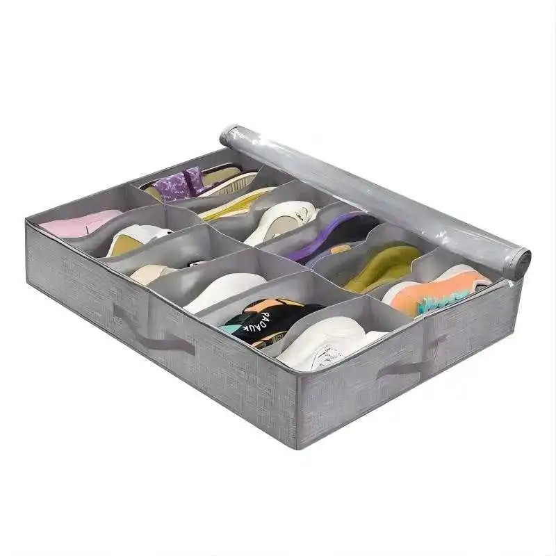 Under-bed shoe storage box PVC foldable non-woven fabric grid storage organizer bag Peaceful Pleasures Health and Wellness 1ps 2