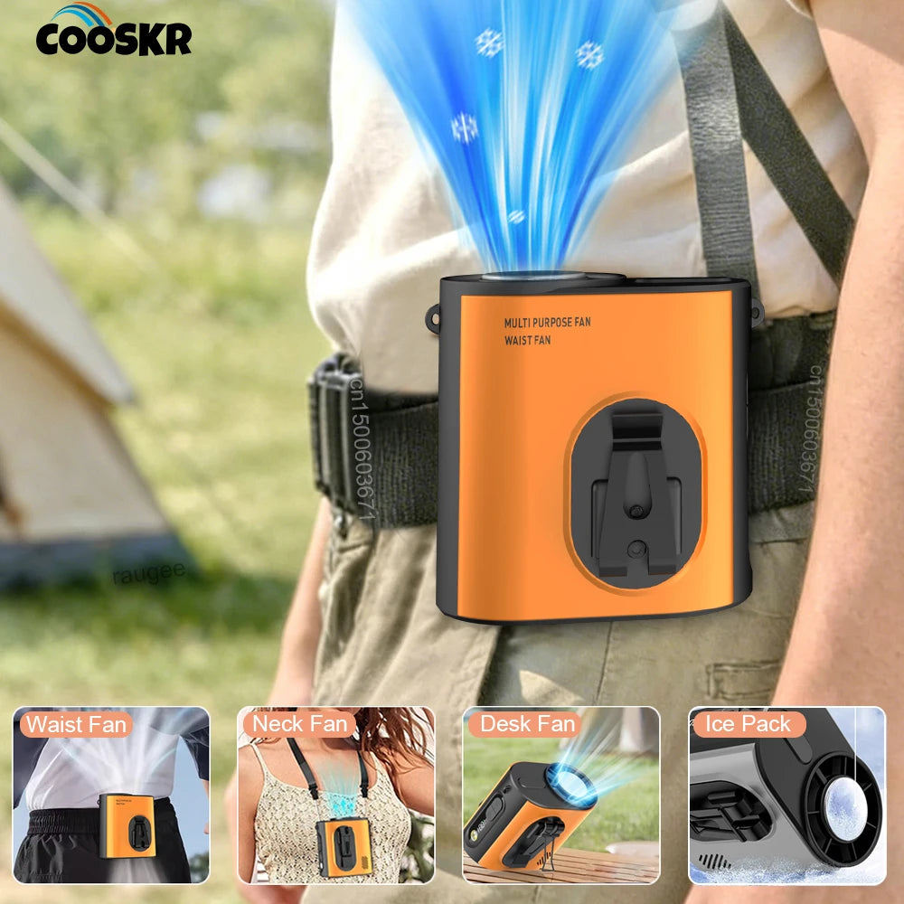 Portable Waist Fan Wearable Hanging Neck Fan for Outdoor Working Travel Bladeless Air Circulation Fan Mini Personal Desktop Fan Peaceful Pleasures Health and Wellness