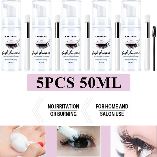 Lanthome Eyelash Extension Shampoo Foam Cleanser 50ml Eyelash Extension Cleanser Peaceful Pleasures Health and Wellness 5PCS