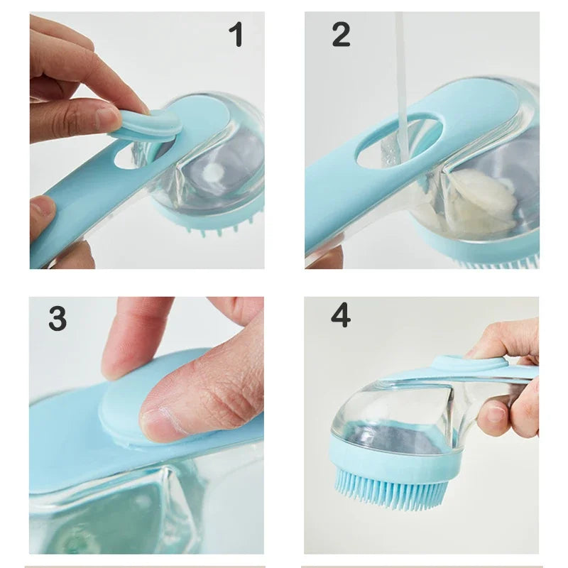Long Handle Silicone Pet Bathing Brush for Dogs & Cats Pet Grooming Brush Peaceful Pleasures Health and Wellness