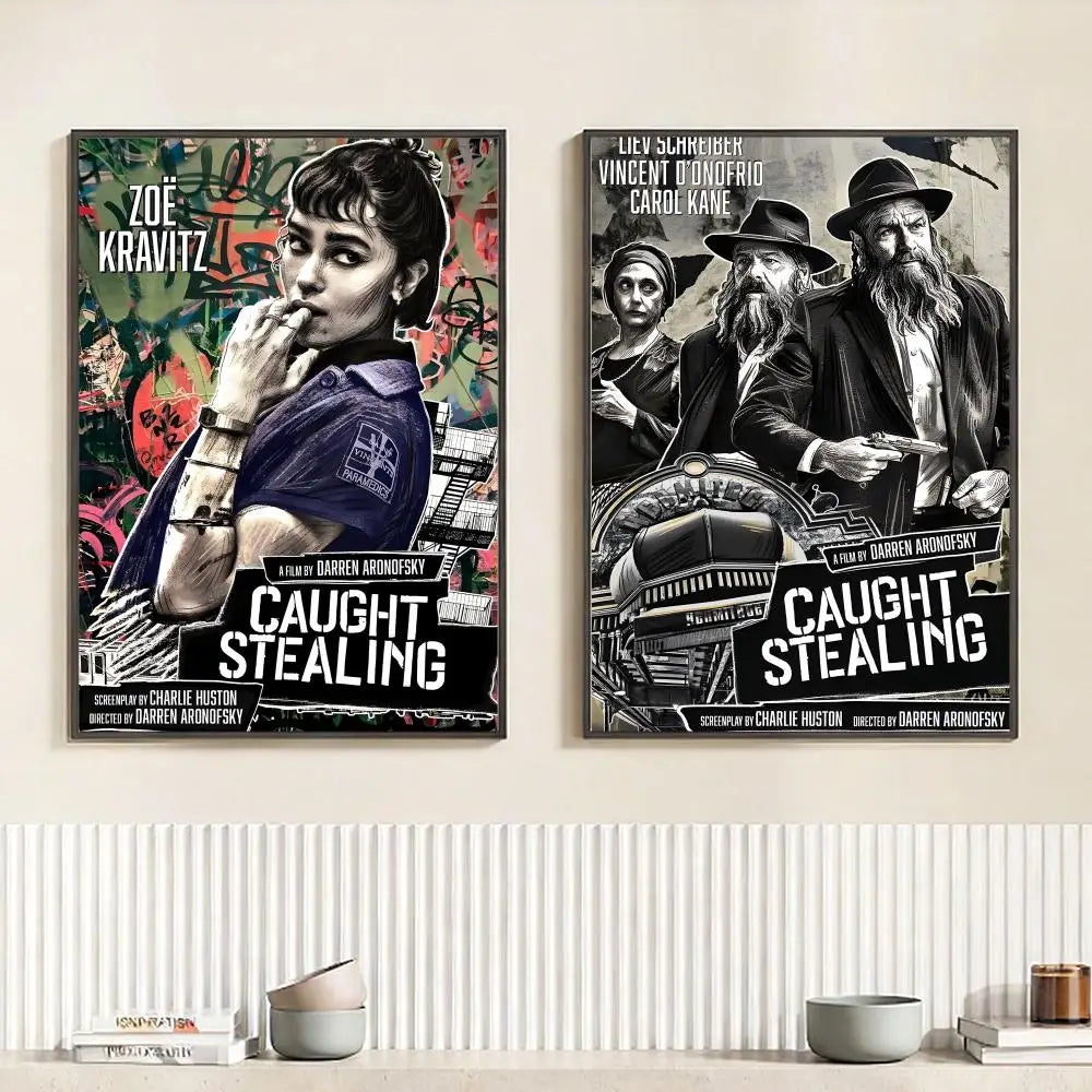 C-Caught Stealing Movie Poster – HD Self-Adhesive Wall Art Movie Wall Poster Peaceful Pleasures Health and Wellness
