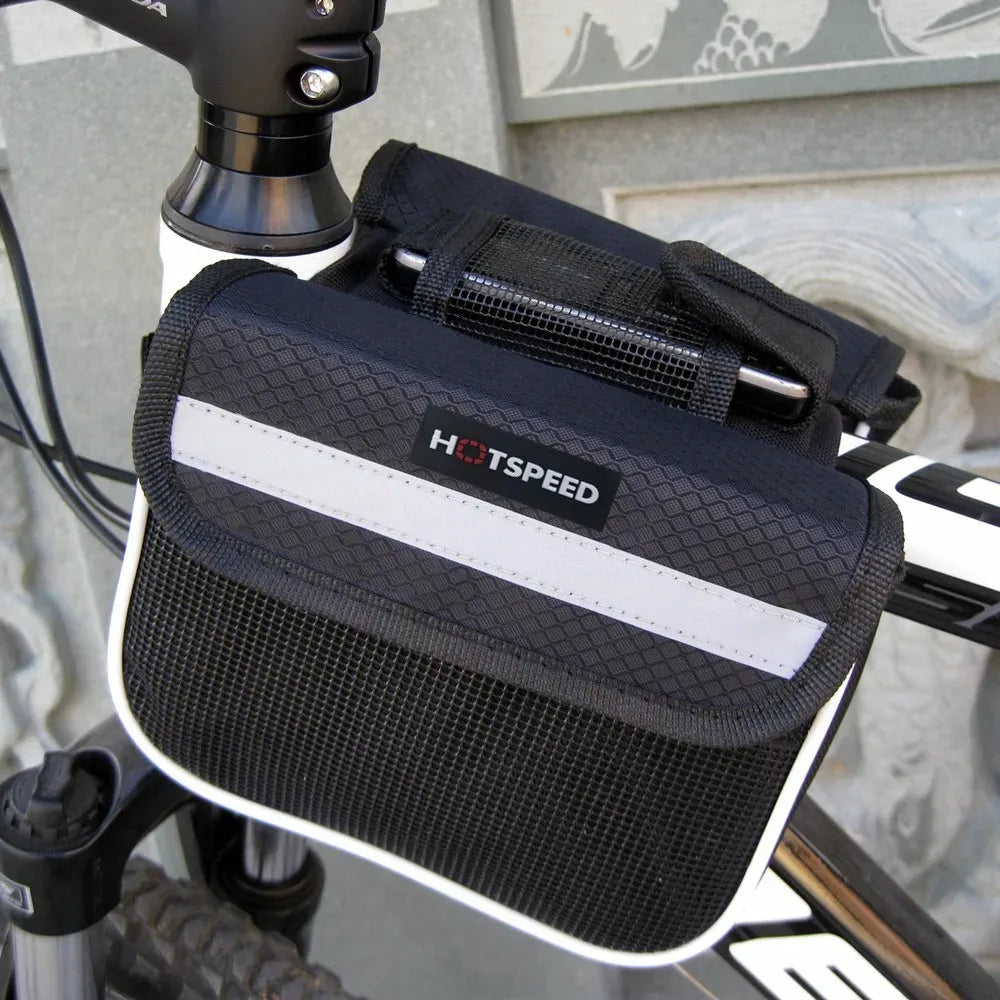 Bike Front Frame Bag Top Tube Bike/Bicycle Bag Waterproof Cycling Accessories Bike Pouch Saddle Bag for Mountain Bikes Peaceful Pleasures Health and Wellness black